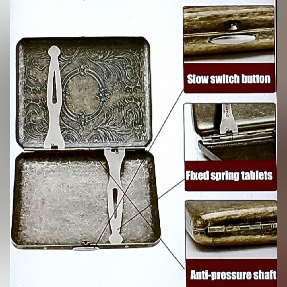 NIB! Vintage Style Bronze Etched Cigarette Case or Business Card Holder - Picture 4 of 4
